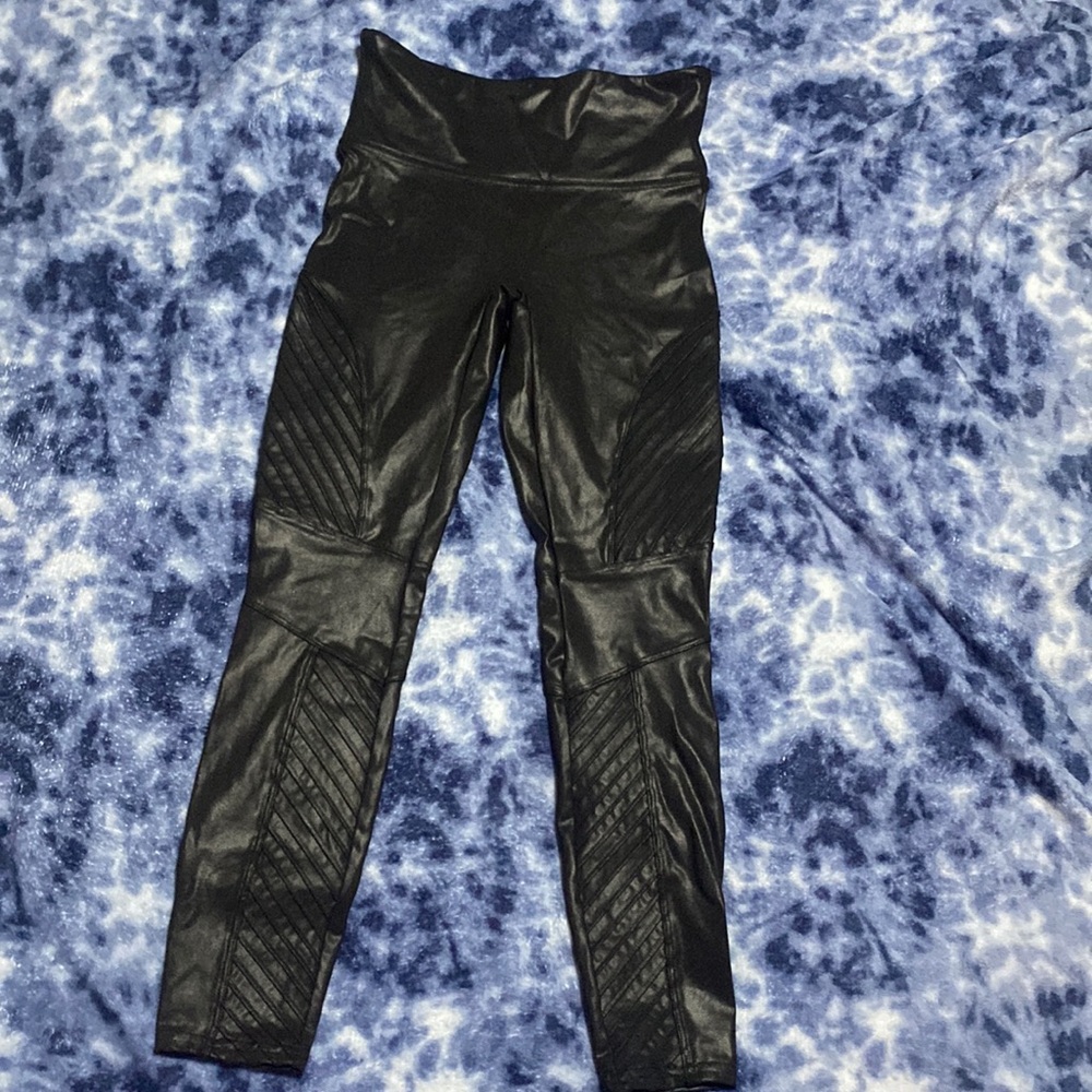 Black Faux Leather Spanx - Size SMALL